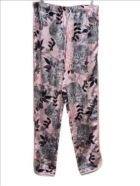 La Vie En Rose Camellia Print Lace Trim Super Soft  Pajama Bottoms.